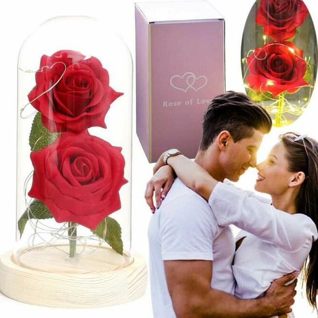 Sztuczna Wieczna Róża w Szkle Dzień Mamy - Różne KOLORY