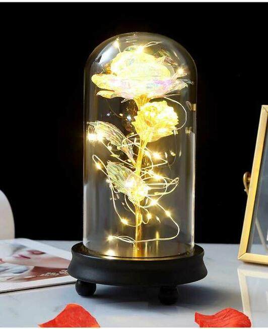 Piękna Wieczna Czerwona Róża w Szkle Prezent na Dzień Mamy