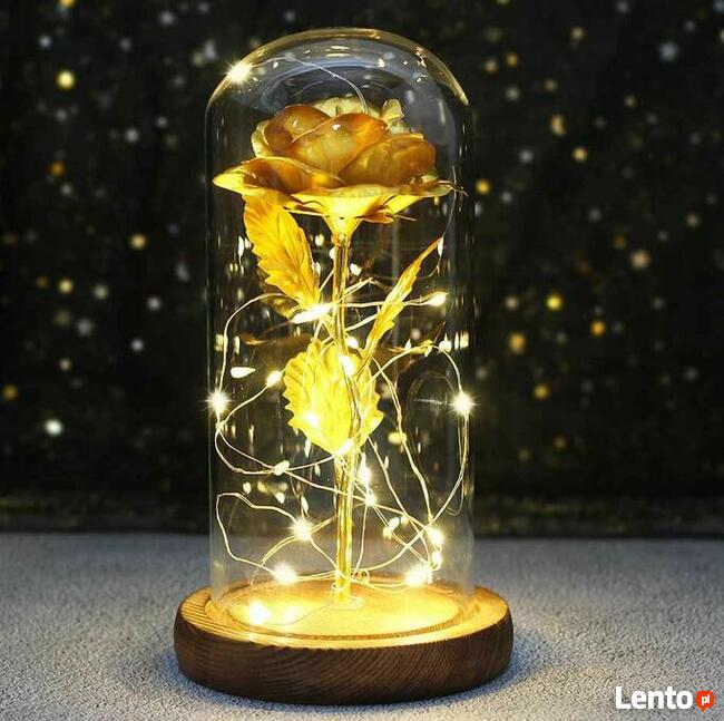 Piękna Biała Podwójna Wieczna Róża w Szkle Dzień Matki Mamy