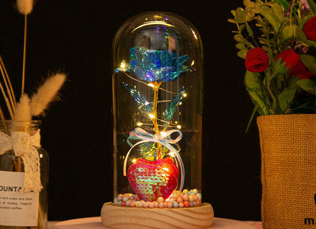 Piękna kryształowa Róża w Szkle ZAKOCHANI Prezent Urodziny