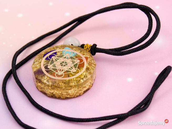 Piękny Naszyjnik Ametyst Agat Awenturyn Sześcian Metatrona