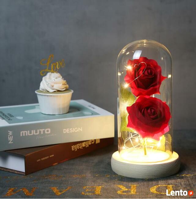 Piękna Biało-Różowa Wieczna Róża w Szkle Dzień Mamy Matki