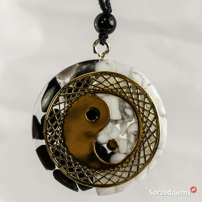 Piękny naszyjnik Yin Yang Obsydian Howlit Prezent Urodziny