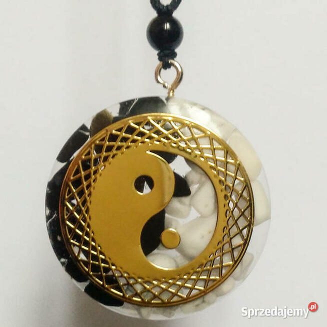 Piękny naszyjnik Yin Yang Obsydian Howlit Prezent Urodziny