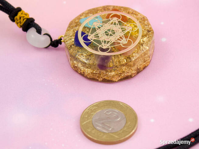 Piękny Naszyjnik Ametyst Agat Awenturyn Sześcian Metatrona