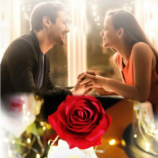 Piękna Niebieska Róża W Szkle z Sercem Prezent Dzień MAMY