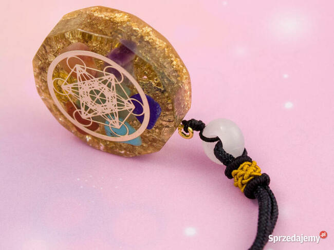 Piękny Naszyjnik Ametyst Agat Awenturyn Sześcian Metatrona