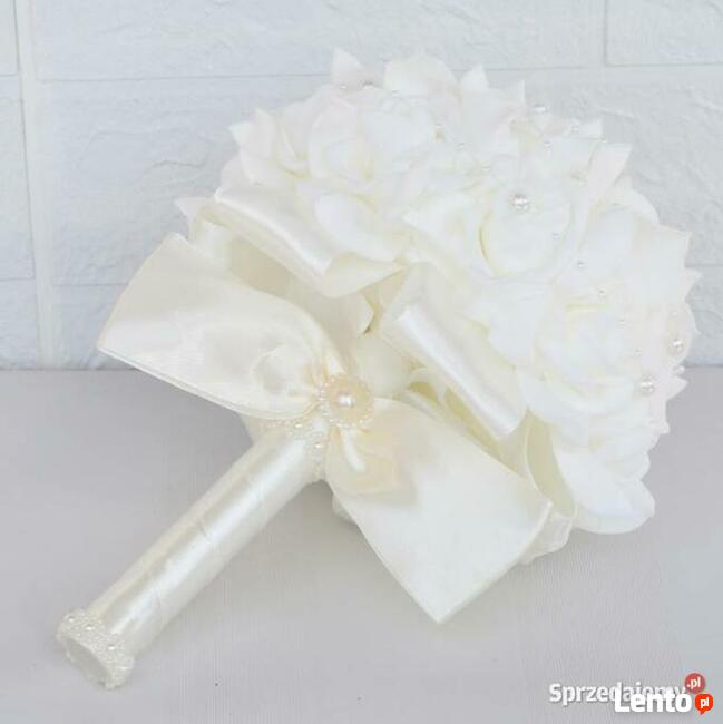 Komunijny Ślubny BUKIET ze SZTUCZNYCH RÓŻ Komunia Piękny