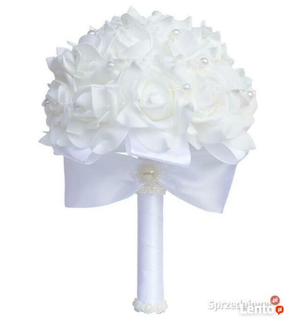 Komunijny Ślubny BUKIET ze SZTUCZNYCH RÓŻ Komunia Piękny
