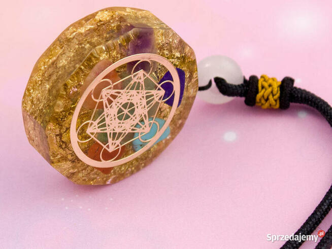 Piękny Naszyjnik Ametyst Agat Awenturyn Sześcian Metatrona