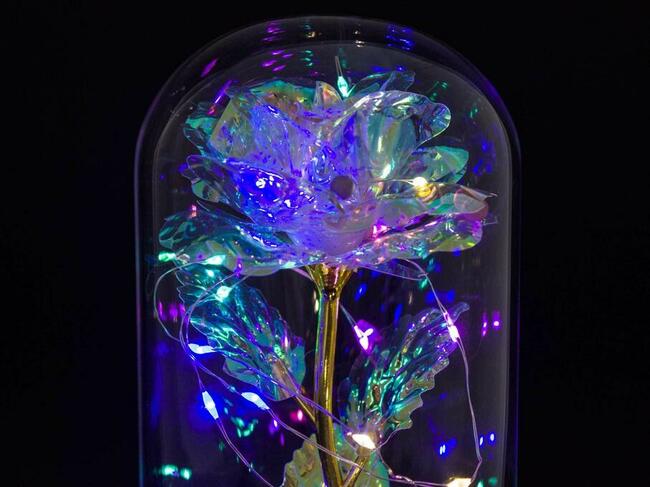 Piękna kryształowa Róża w Szkle ZAKOCHANI Prezent Urodziny