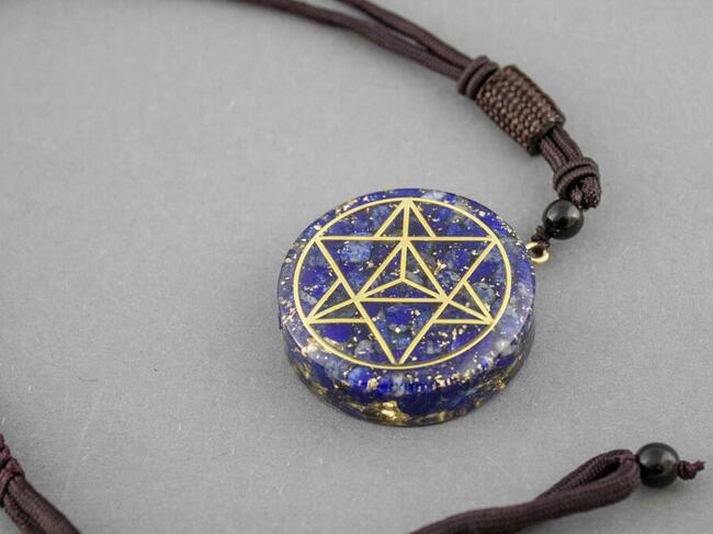 Piękny Naszyjnik Lazuryt Złota Folia Prezent Lapis Lazuli