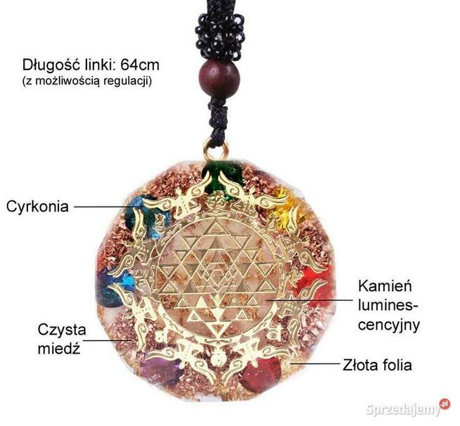 Naszyjnik Wisiorek Orgonitowy Piękny Rainbow Cyrkonie Muszle