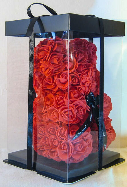 Piękny Miś 25 cm z Róż Śliczny Prezent Urodziny Imieniny