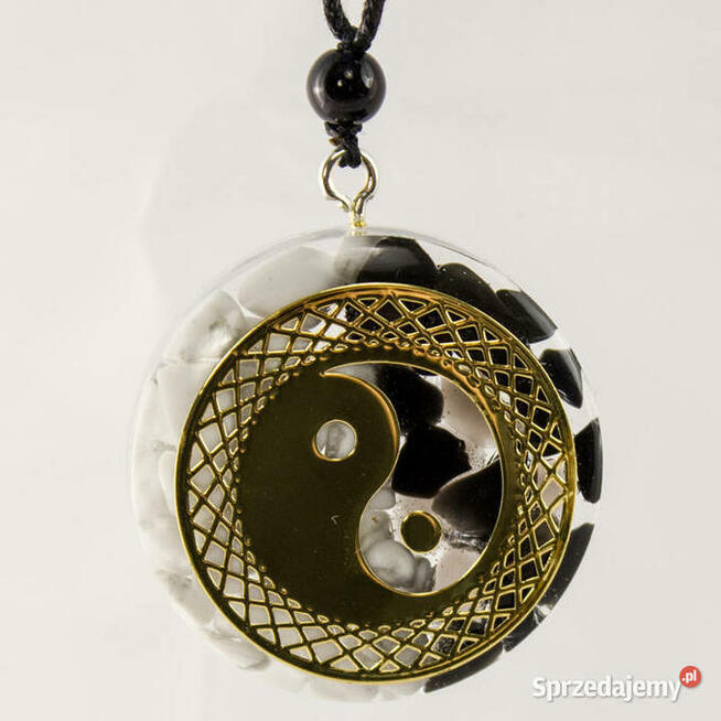 Piękny naszyjnik Yin Yang Obsydian Howlit Prezent Urodziny