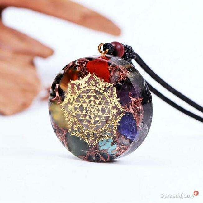 Piękny Naszyjnik z Orgonitu Ametyst Jaspis Turkus Świecący