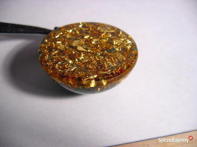 Piękny Naszyjnik Orgonit Malachit Naturalna Żywica Amulet D.