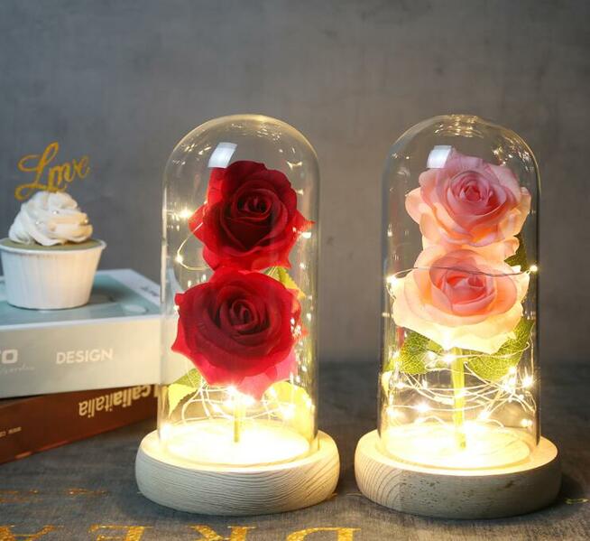 Piękna Wieczna Róża w Szkle Śliczna LED Prezent Dzień Matki