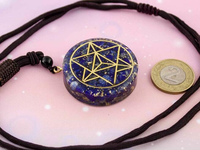 Piękny Naszyjnik Lazuryt Złota Folia Prezent Lapis Lazuli