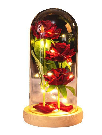 Piękna Biała Podwójna Wieczna Róża w Szkle Dzień Matki Mamy