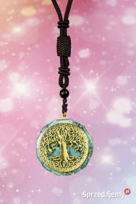NASZYJNIK WISIOR TURKUS DRZEWO ŻYCIA MIEDŹ PREZENT AMULET