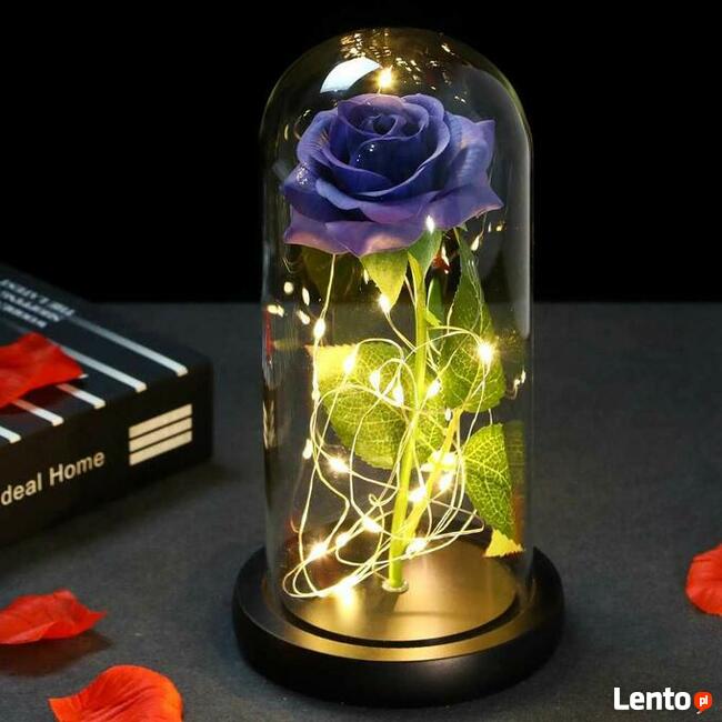 Piękna Biała Podwójna Wieczna Róża w Szkle Dzień Matki Mamy