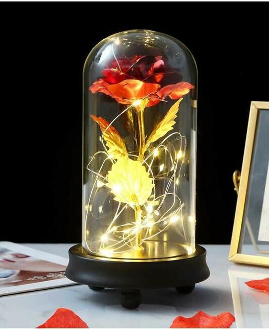 Piękna Wieczna Czerwona Róża w Szkle Prezent na Dzień Mamy