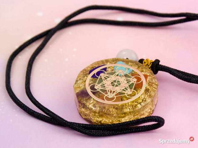 Piękny Naszyjnik Ametyst Agat Awenturyn Sześcian Metatrona