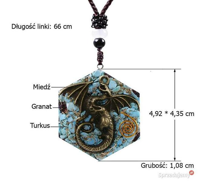 Piękny Czerwony Agat Naszyjnik Orgonit Feniks Odpromiennik