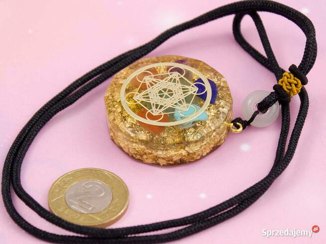 Piękny Naszyjnik Ametyst Agat Awenturyn Sześcian Metatrona