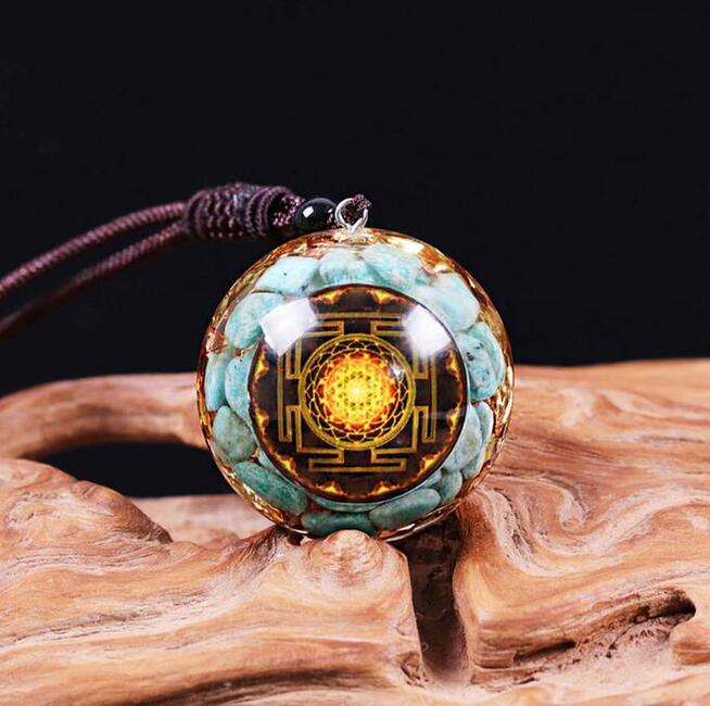 PIĘKNY NASZYJNIK ORGONITOWY AMAZONIT WISIOR AMULET PREZENT