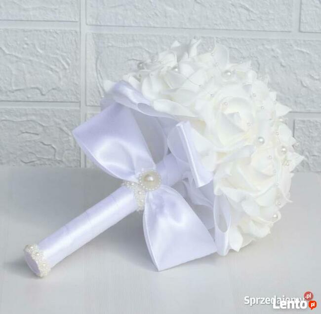 Komunijny Ślubny BUKIET ze SZTUCZNYCH RÓŻ Komunia Piękny