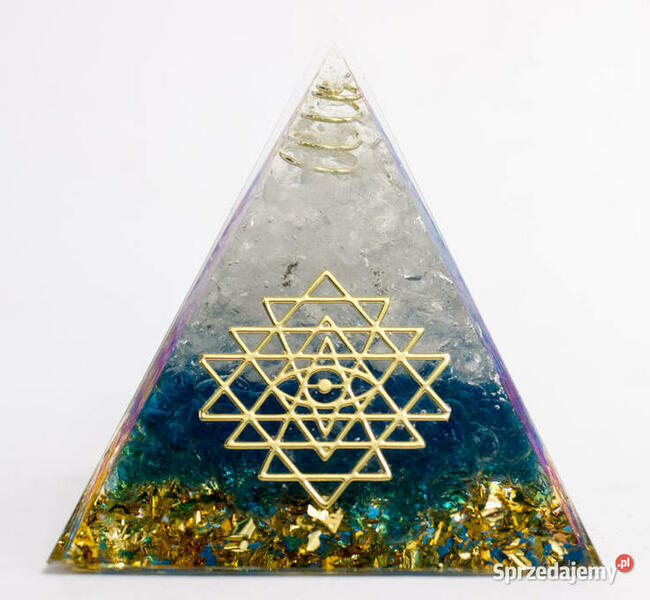 PIRAMIDA ORGONIT KWARC SKALNY KRYSZTAŁ GÓRSKI NIEBIESKI ŻWIR