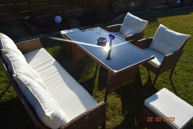 zestaw technorattan ODESSA sofa 3 2szt fotel 2szt pufa miod