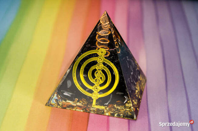 Piękna Piramidka Orgonit Kwarc Dymny Kryształ Miedź 5cm 6cm