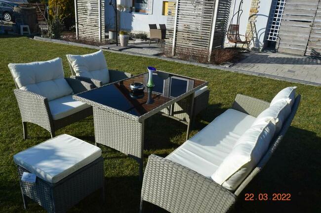 zestaw technorattan ODESSA sofa 3 2szt fotel 2szt pufa popi