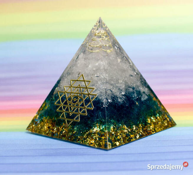 PIRAMIDA ORGONIT KWARC SKALNY KRYSZTAŁ GÓRSKI NIEBIESKI ŻWIR