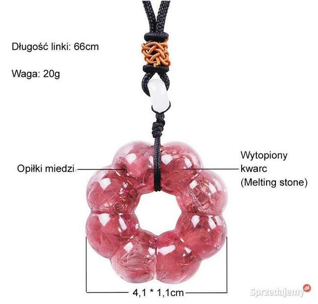 Naszyjnik Orgonit Piękny Różowy Kwarc Melting Stone Miedź
