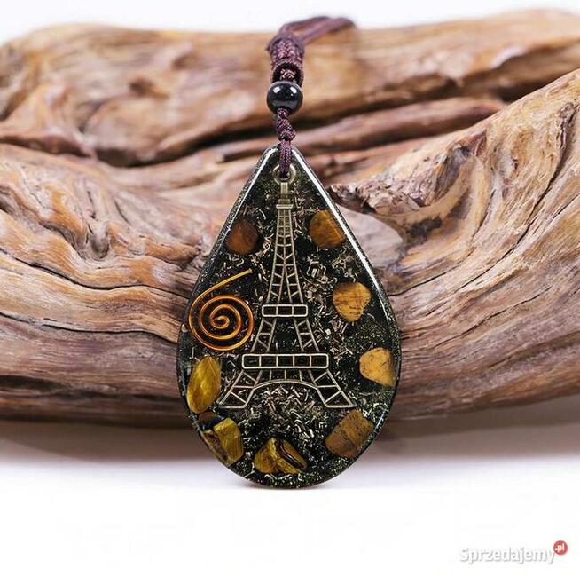 Orgonit Naszyjnik Wisiorek Wieża Eiffla Oko tygrysie Piękny