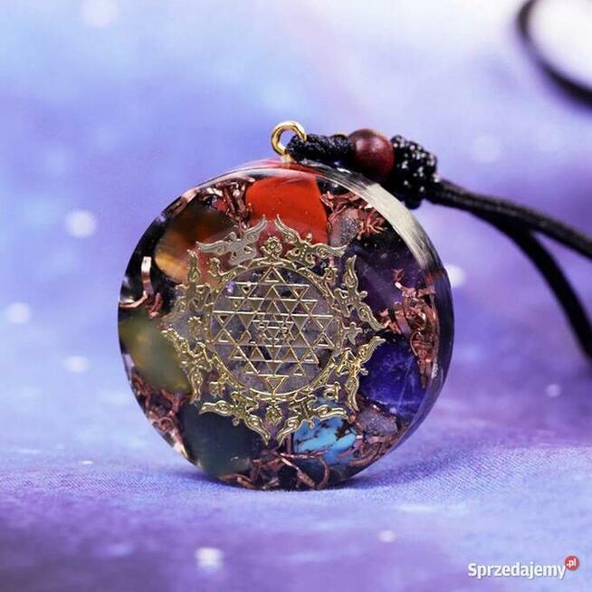 Piękny Naszyjnik z Orgonitu Ametyst Jaspis Turkus Świecący