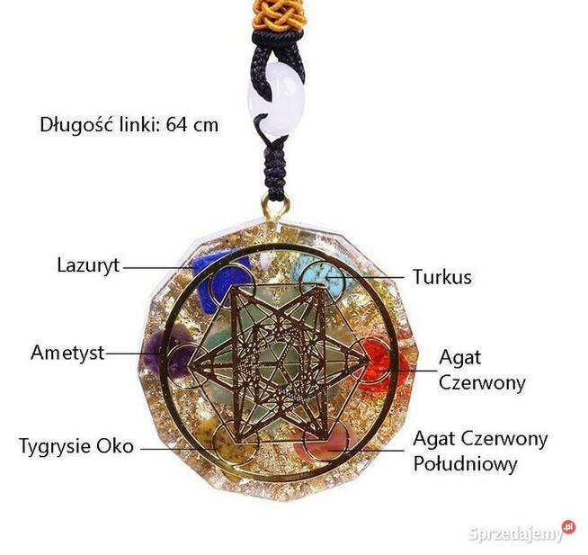 Naszyjnik Wisiorek Orgonit Malachit Szkło Żywica Prezent