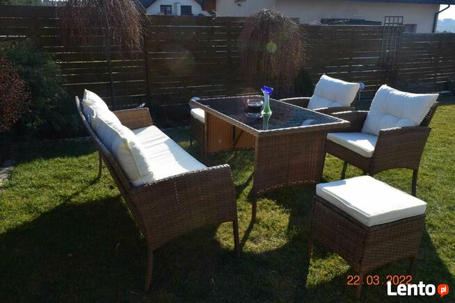 zestaw technorattan ODESSA sofa 3 2szt fotel 2szt pufa miod