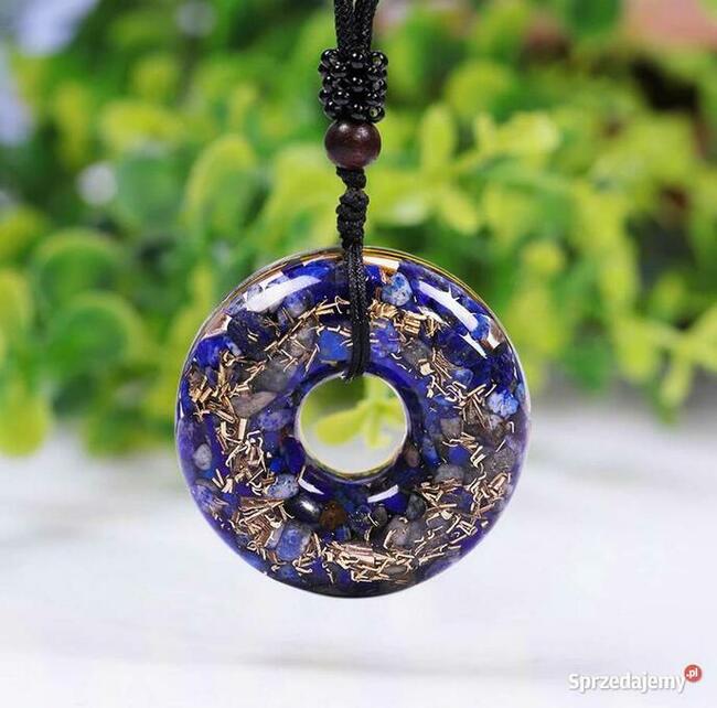 Piękny Naszyjnik Orgonitowy Talizman Lazuryt Donut Pączek