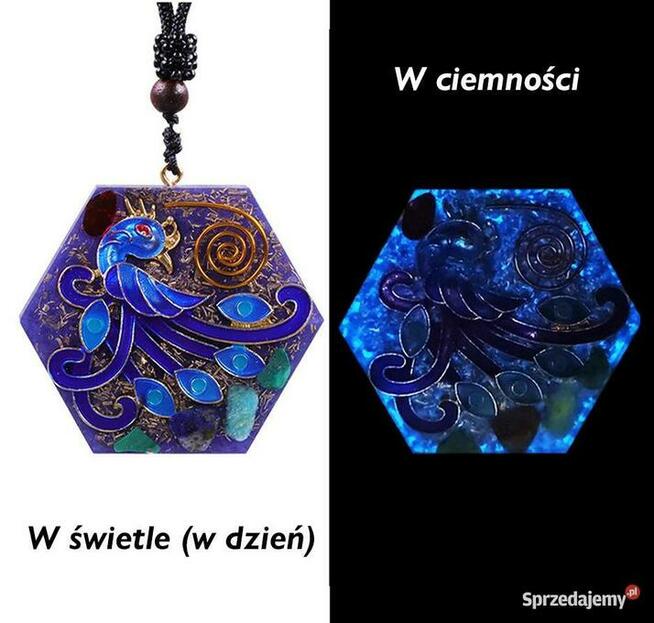 Naszyjnik Orgonit Wisiorek Ptak Feniks Kryształ Obsydian