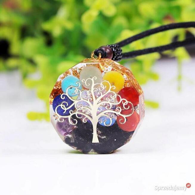 Piękny Orgonit Naszyjnik Kryształ Agat Jaspis Miedź Prezent