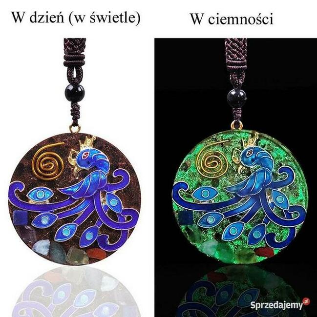 Naszyjnik Orgonit Wisiorek Ptak Feniks Kryształ Obsydian