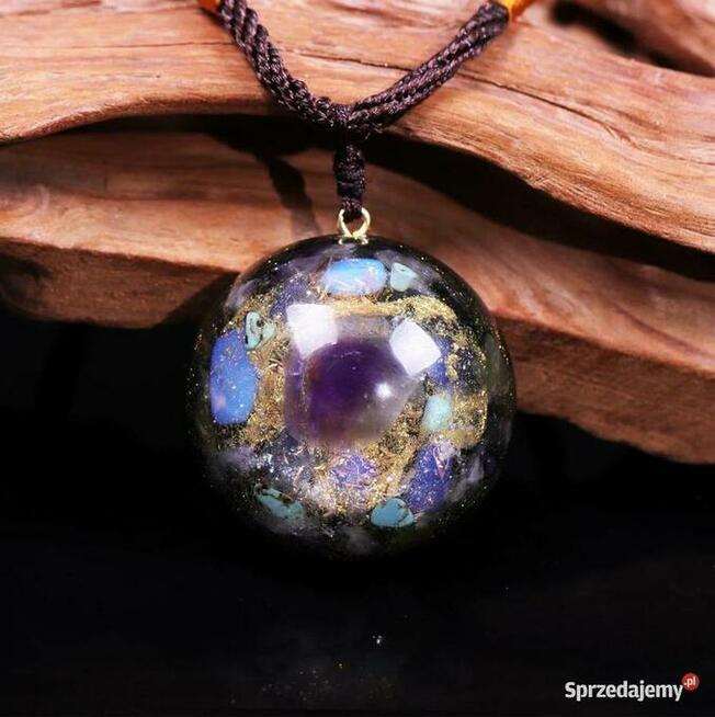 Śliczny Wyjątkowy Duży Naszyjnik Orgonitowy AMETYST OPAL