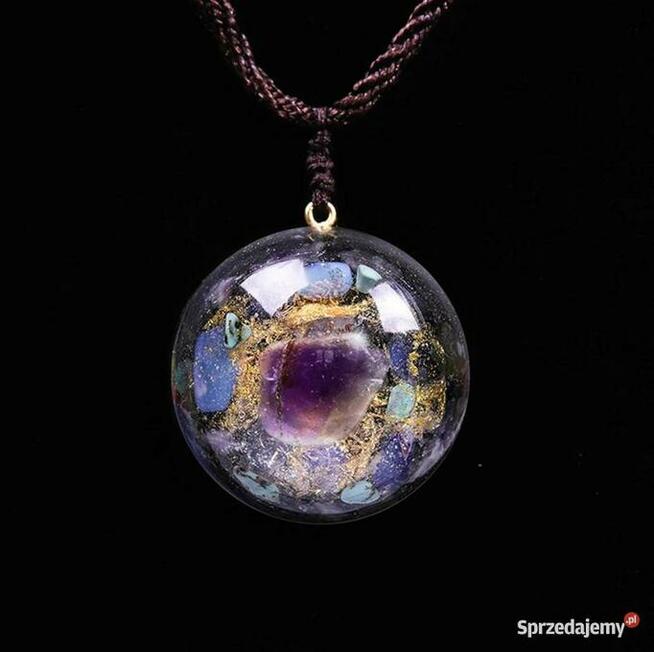 Śliczny Wyjątkowy Duży Naszyjnik Orgonitowy AMETYST OPAL