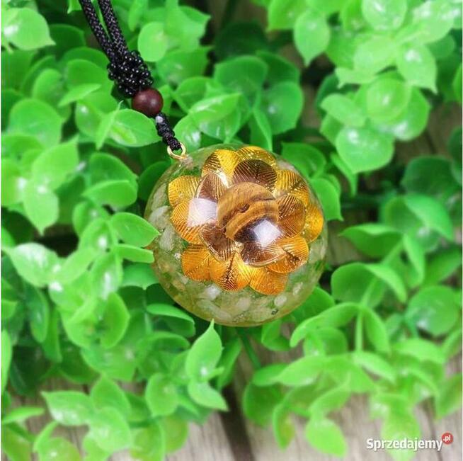 Piękny Naszyjnik Tygrysie Oko Oliwin Miedź Orgonit Żywica