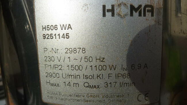 Pompa zanurzeniowa do brudnej wody HOMA H506 (230V).Prod.nie